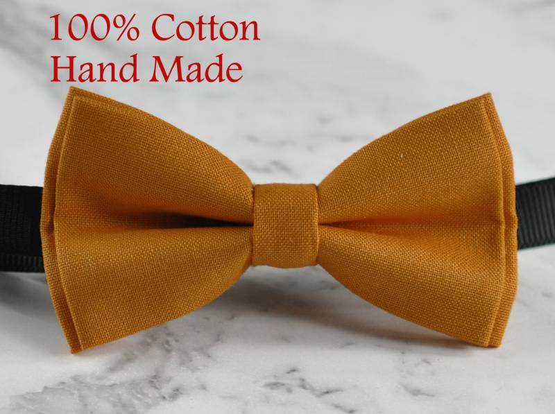 Männer Frauen 100% Baumwolle Ringelblume Matte Honig Senf Butterscotch Gelb Feste Handwerk Fliege Hochzeit Hand Made von Osunworld