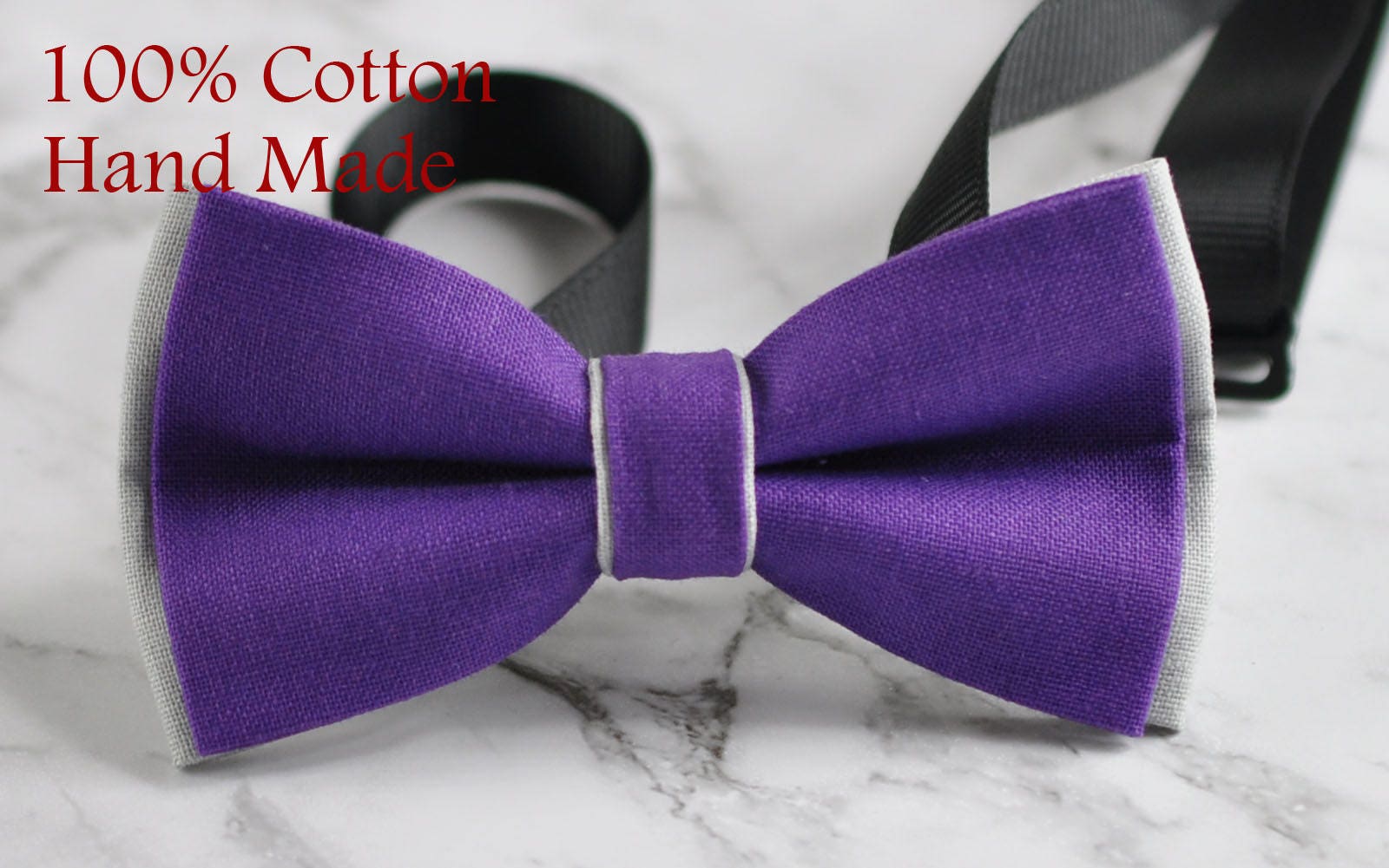 Männer Frauen Lila Und Grau 100% Baumwolle Handgefertigte Fliege Hochzeit Party von Osunworld