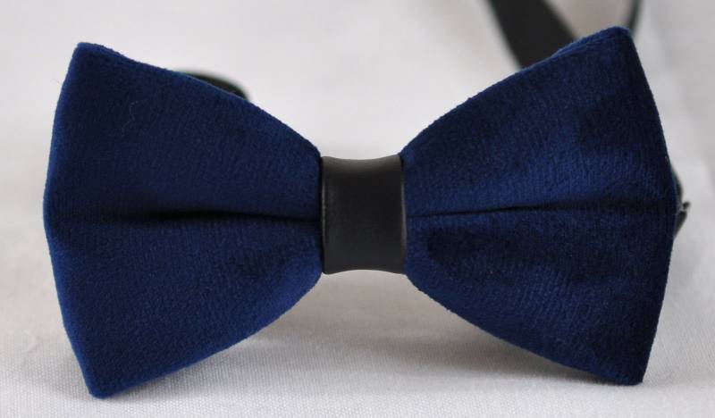 Männer Unisex Marine Blau Samt Schwarz Kunstleder Pretied Fliege Handwerk Bräutigam Besten Mann Hochzeit Party von Osunworld