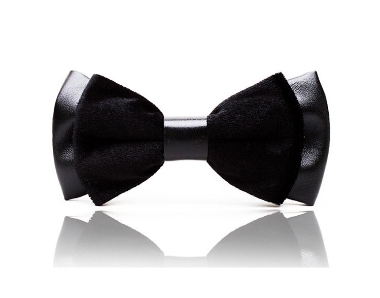 Unisex Herren Kunstleder Samt 2 Schichten Schwarz Glänzenden Fliege Hochzeitsparty von Osunworld