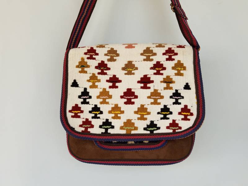 Kelim Crossbody Bag Ethno Umhängetasche Mit Leder von OtantikArt