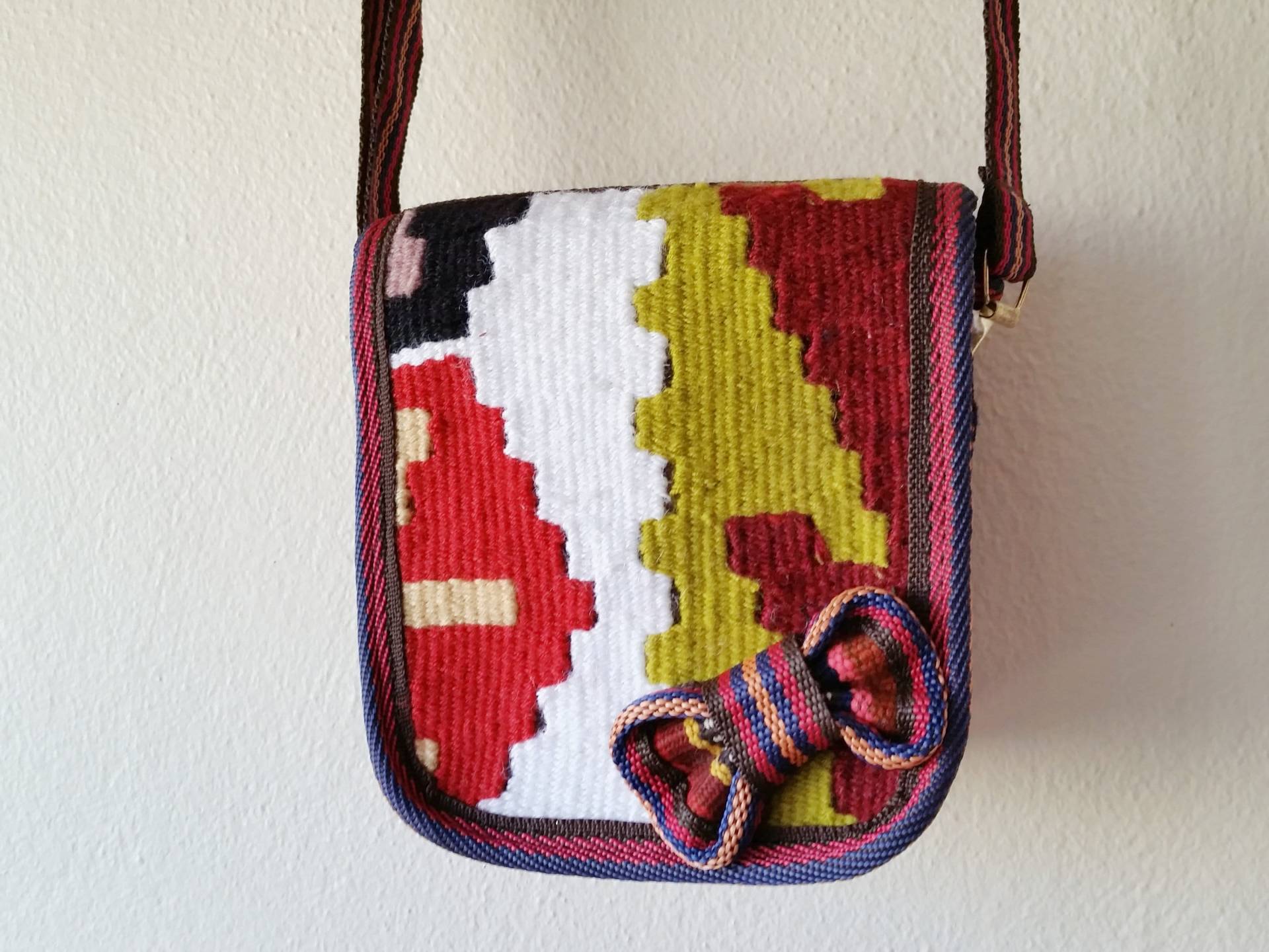 Kilim Crossbody Bag Mit Schleife Handgewebte Boho Schultertasche von OtantikArt
