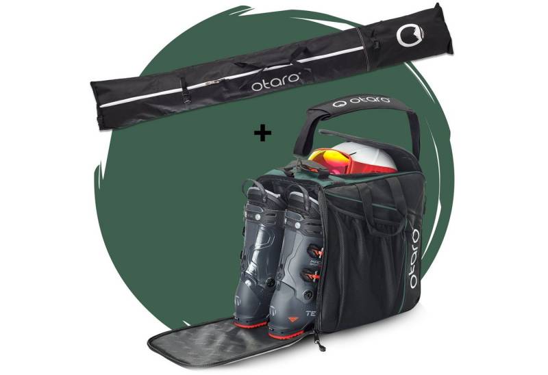 Otaro Skitasche Set: Skischuhtasche mit Helmfach & Skitasche, Classic 1 Paar Ski (Schutz für deine Ausrüstung, 2-tlg., für 1 Paar Ski + Stöcke) von Otaro