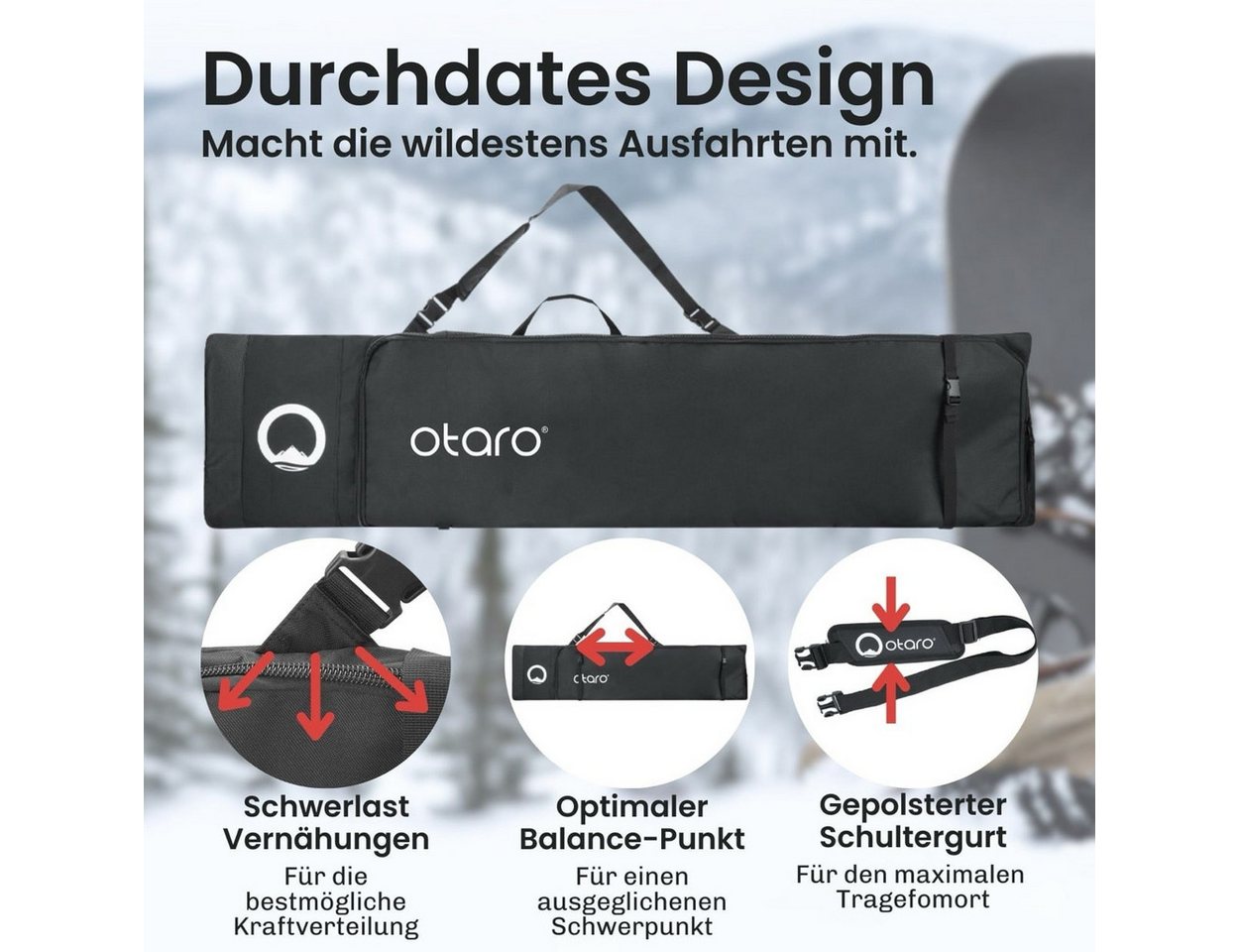 Otaro Skitasche Set: Skischuhtasche & Skitasche, Pro-Set für 2 Paar Ski 44L-Eisgrau (Schutz für deine Ausrüstung, 1-tlg., Perfekt durchdacht) von Otaro
