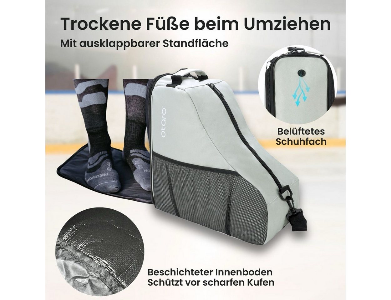 Otaro Sporttasche Schlittschuhtasche mit Schultergurt, Classic 21L Schwarz von Otaro