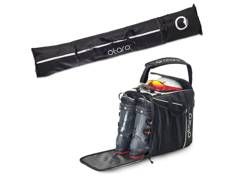 Otaro Sporttasche Set: Skischuhtasche & Skitasche, Classic-Set für 2 Paar Ski (Schutz für deine Ausrüstung, Perfekt durchdacht, für 2 Paar Ski + Stöcke, ausklappbare Standfläche) von Otaro