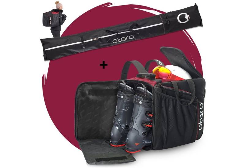 Otaro Sporttasche Set: Skischuhtasche & Skitasche, Pro-Set für 1 Paar Ski (Schutz für deine Ausrüstung, Perfekt durchdacht, ausklappbare Standfläche, für 1 Paar Ski + Stöcke) von Otaro