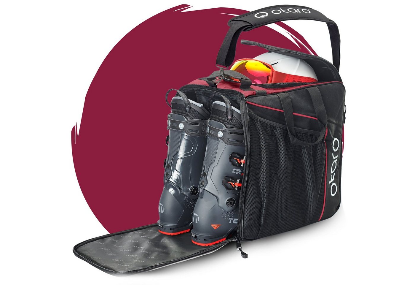 Otaro Sporttasche Skischuhtasche mit Helmfach + Schultergurt, Classic 44L (Schutz für deine Ausrüstung, 1-tlg., für Skifahrer + Boarder) von Otaro