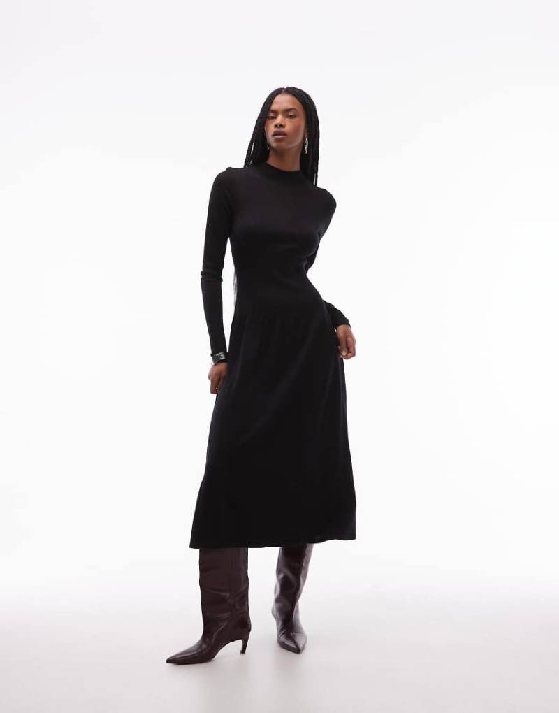 & Other Stories - 2-in-1-Midaxikleid aus Feinstrick aus reiner Wolle in Schwarz von Other Stories