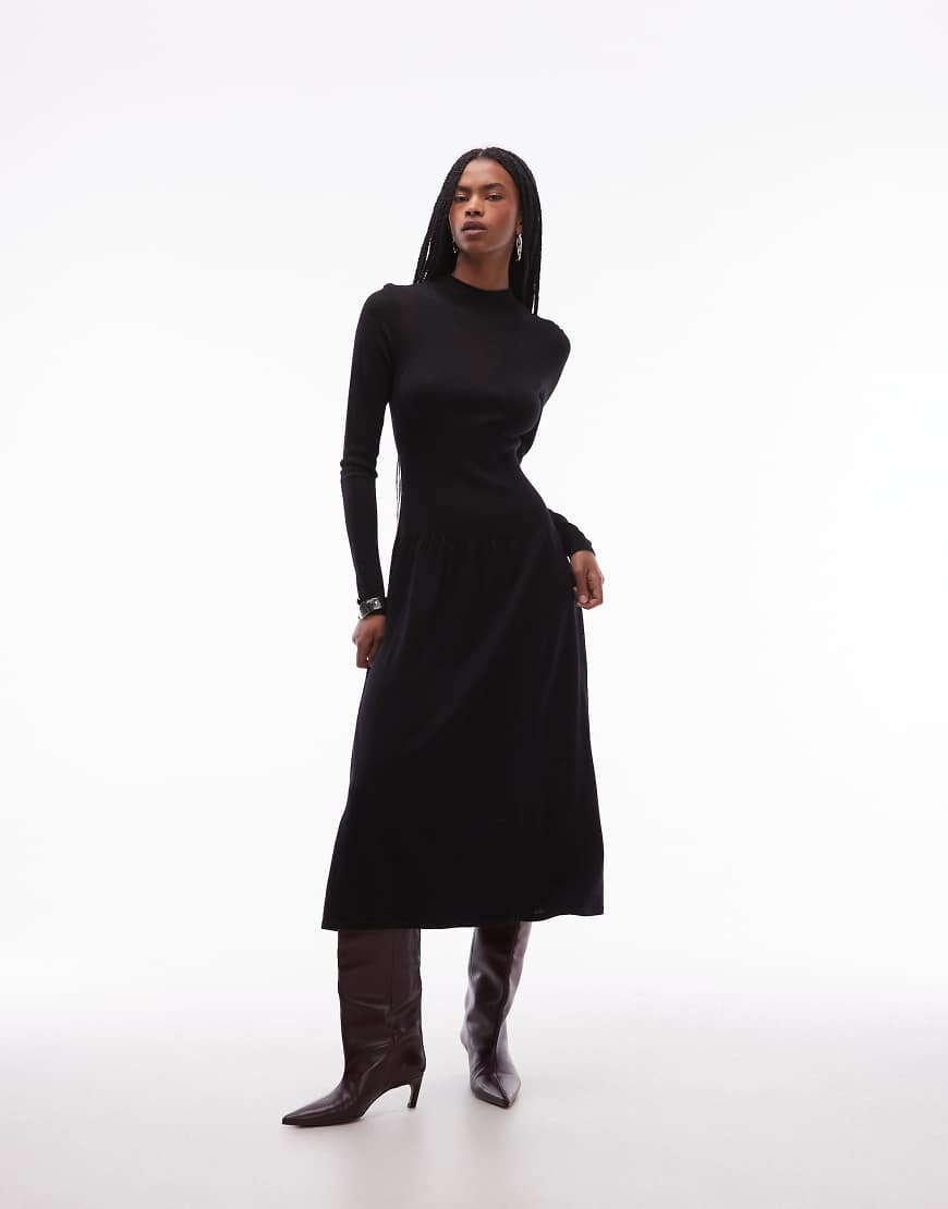 & Other Stories - 2-in-1-Midaxikleid aus Feinstrick aus reiner Wolle in Schwarz von Other Stories