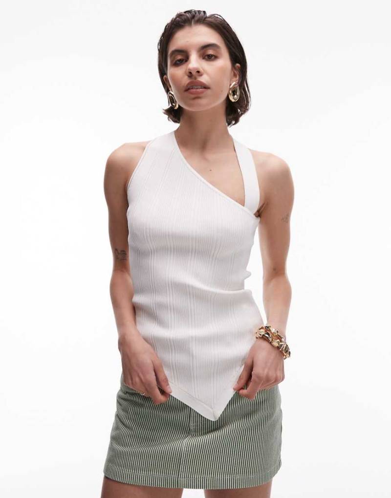 & Other Stories - Asymmetrische, ärmellose Strickjacke in Wollweiß von Other Stories