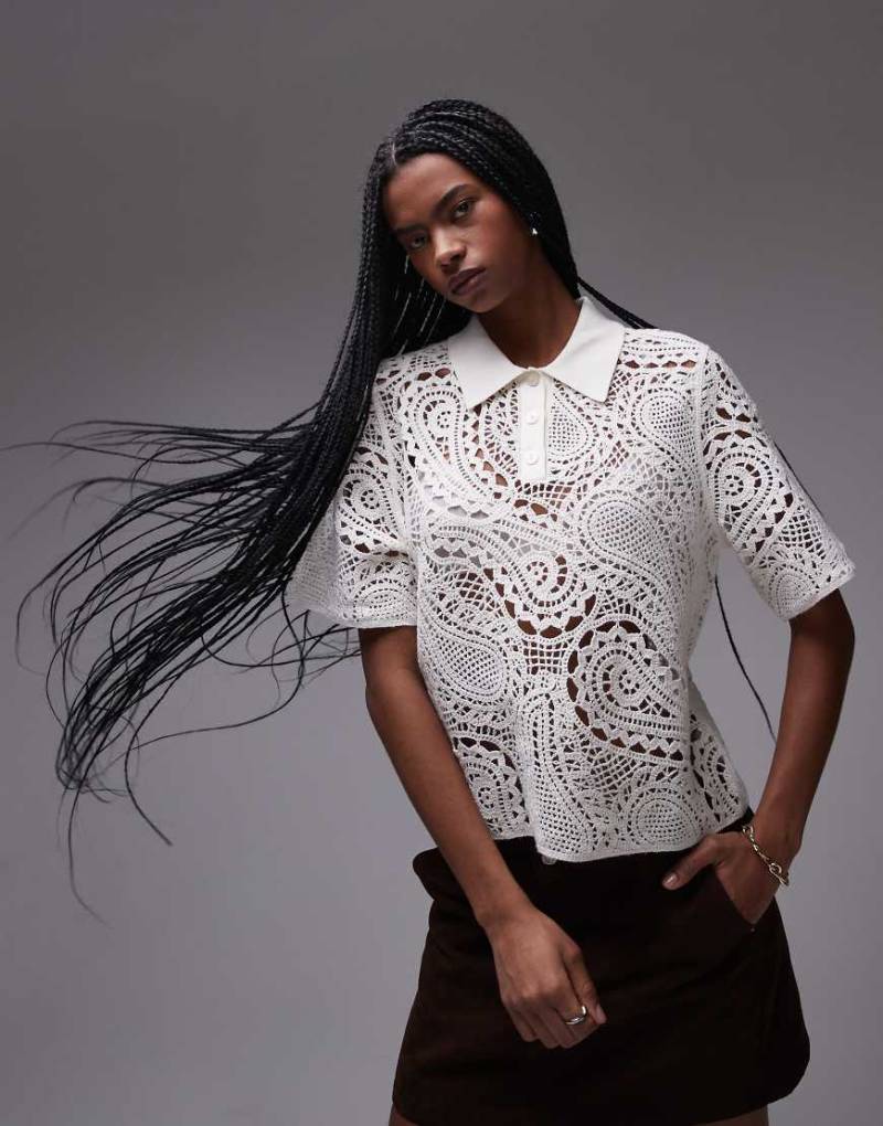 & Other Stories - Bluse aus Häkelstrick in Weiß von Other Stories