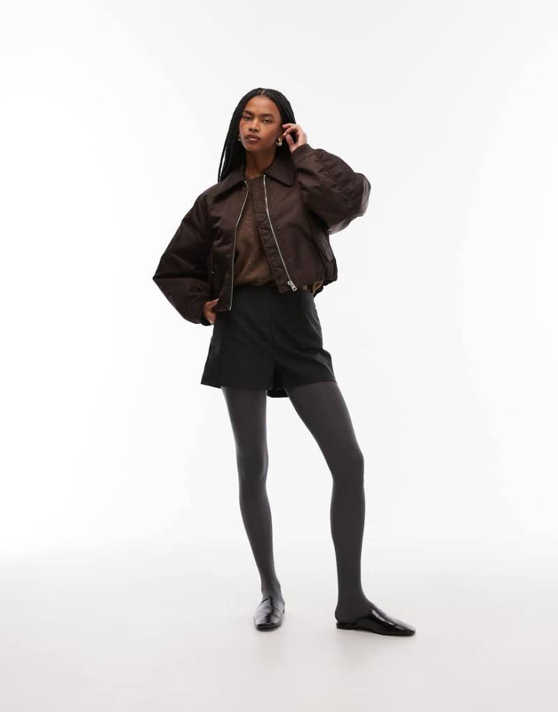 & Other Stories - Bomberjacke in Dunkelbraun mit wattiertem Kragen und Reißverschluss-Brown von Other Stories