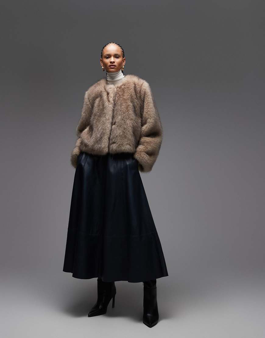 & Other Stories - Cropped-Fit-Jacke aus Kunstpelz in Beige-Neutral von Other Stories