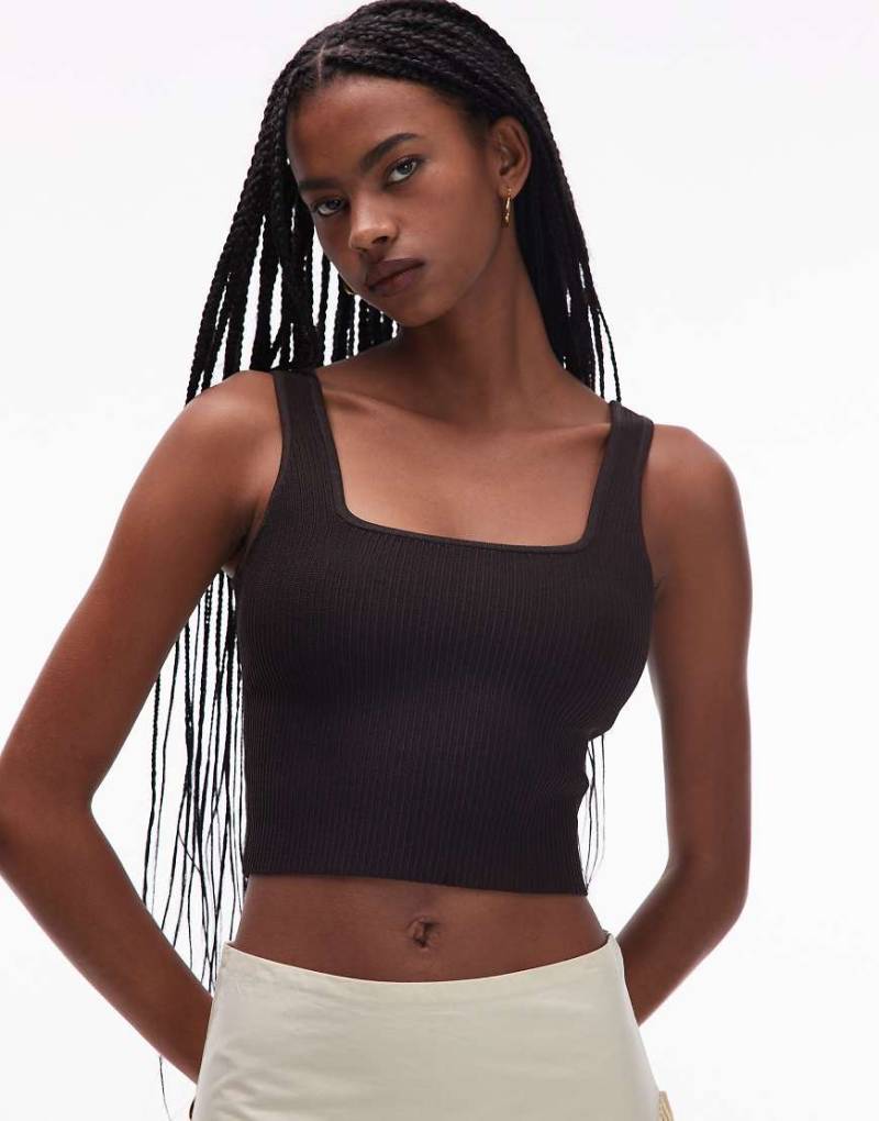 & Other Stories - Cropped Tanktop in Braun aus Strick von Other Stories