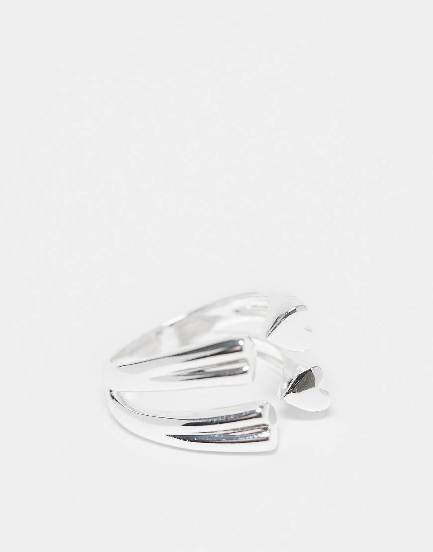 & Other Stories - Doppellagiger, offener Ring in Silber mit Herzdetails von Other Stories