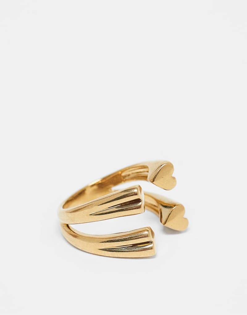 & Other Stories - Doppellagiger, offener Ring mit Herzdetails in Gold-Goldfarben von Other Stories