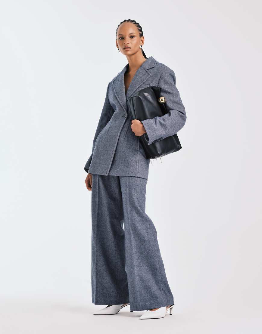 & Other Stories - Elegante Hose aus Wollmix in Staubblau mit weitem Bein, Kombiteil-Marineblau & Other Stories - Elegante Hose aus Wollmix in Staubblau mit weitem Bein, Kombiteil-Marineblau von Other Stories