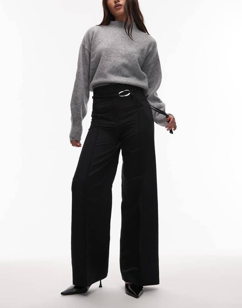 & Other Stories - Elegante Schlaghose in Schwarz mit Bindegürtel von Other Stories