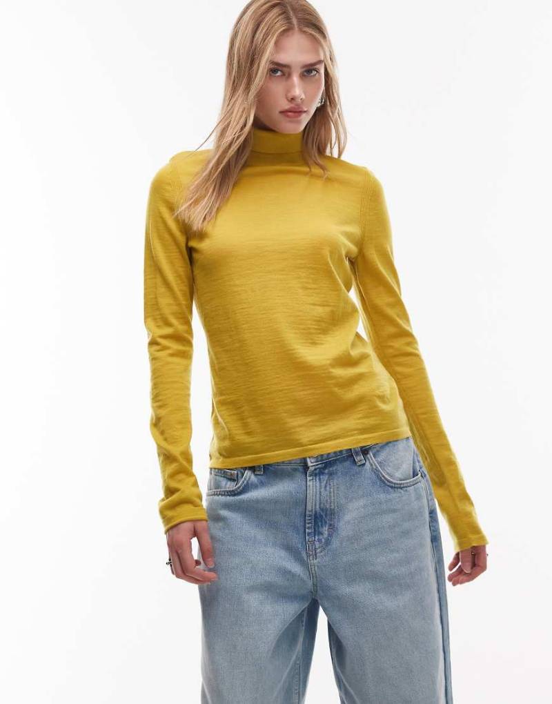 & Other Stories - Feinstrick-Rollkragenpullover aus Wolle in Gelb von Other Stories