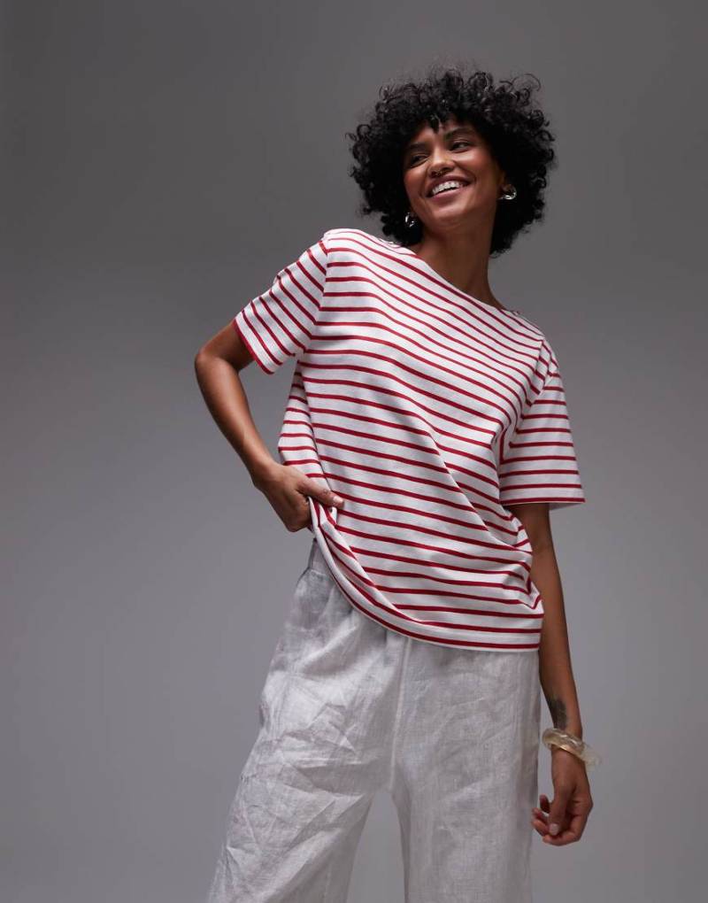 & Other Stories - Gestreiftes, lässig geschnittenes T-Shirt in Rot und Weiß-Bunt von Other Stories