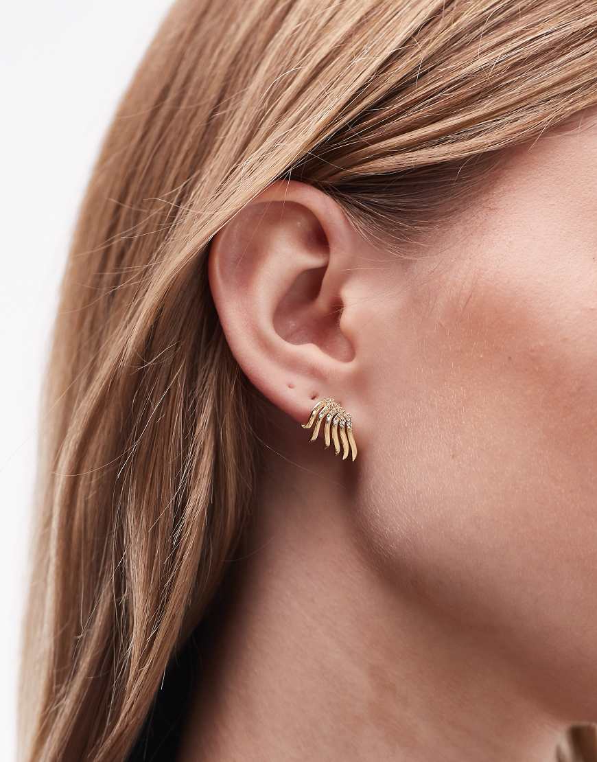 & Other Stories - Goldfarbene Ohrstecker aus Messing mit Strassbesatz in Flügelform von Other Stories