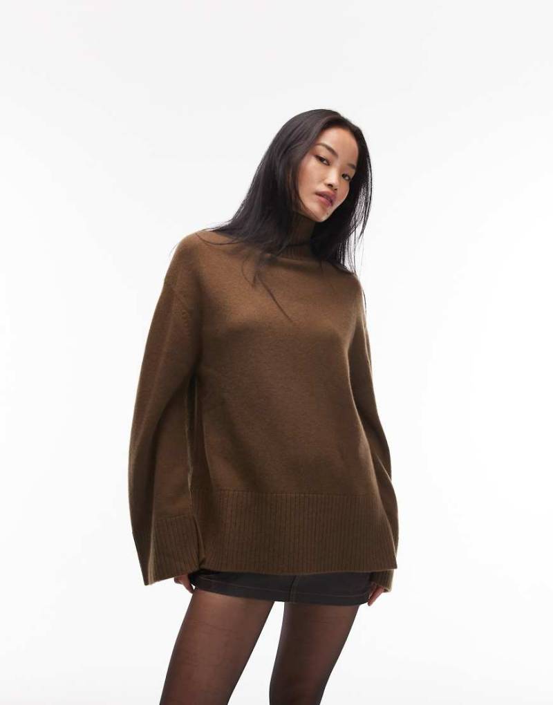 & Other Stories - Hochgeschlossener Relaxed-Fit-Strickpullover in Mokkabraun-Brown von Other Stories