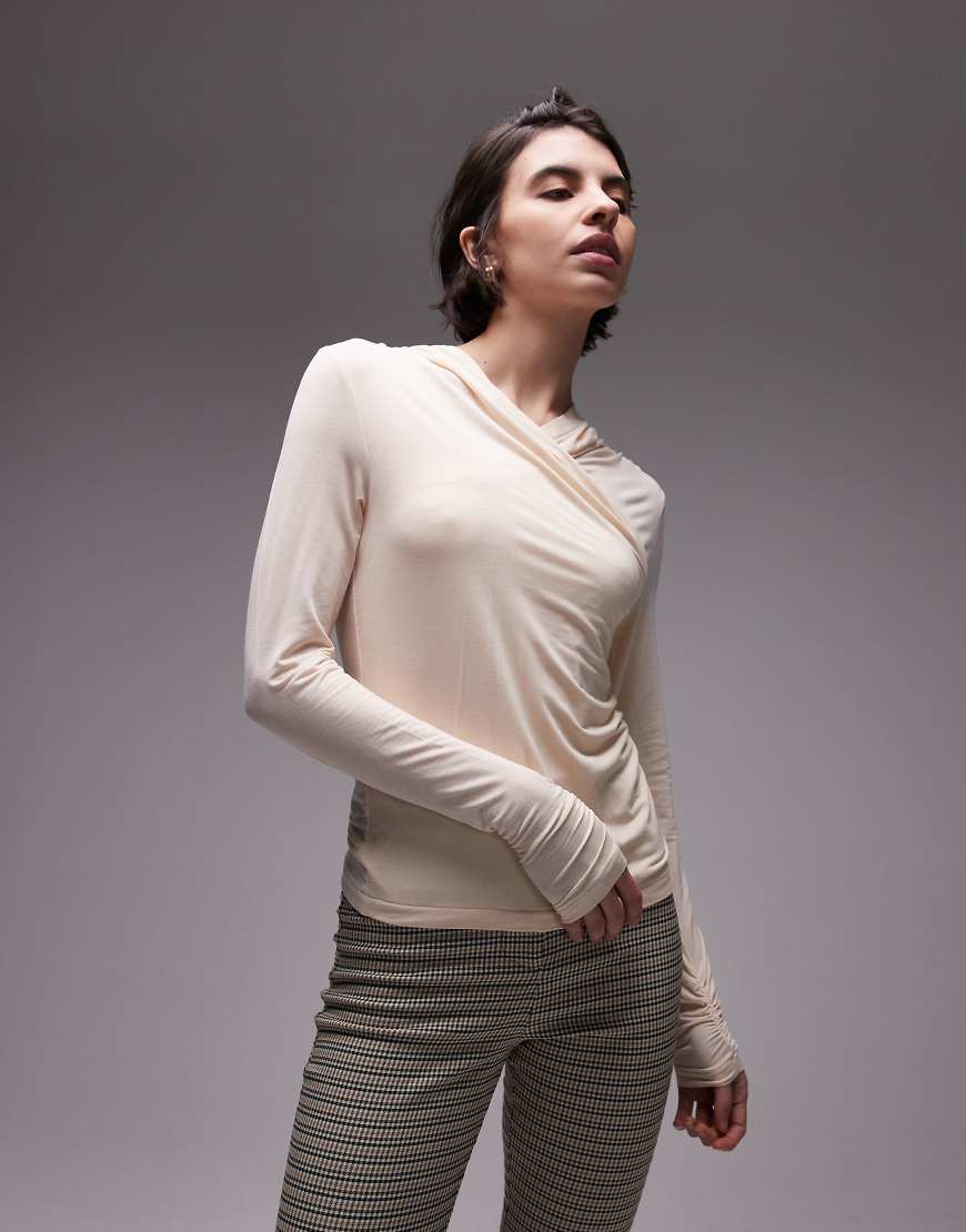 & Other Stories - Jerseyoberteil in Beige mit Drapierung und Wickeldesign-Neutral & Other Stories - Jerseyoberteil in Beige mit Drapierung und Wickeldesign-Neutral von Other Stories