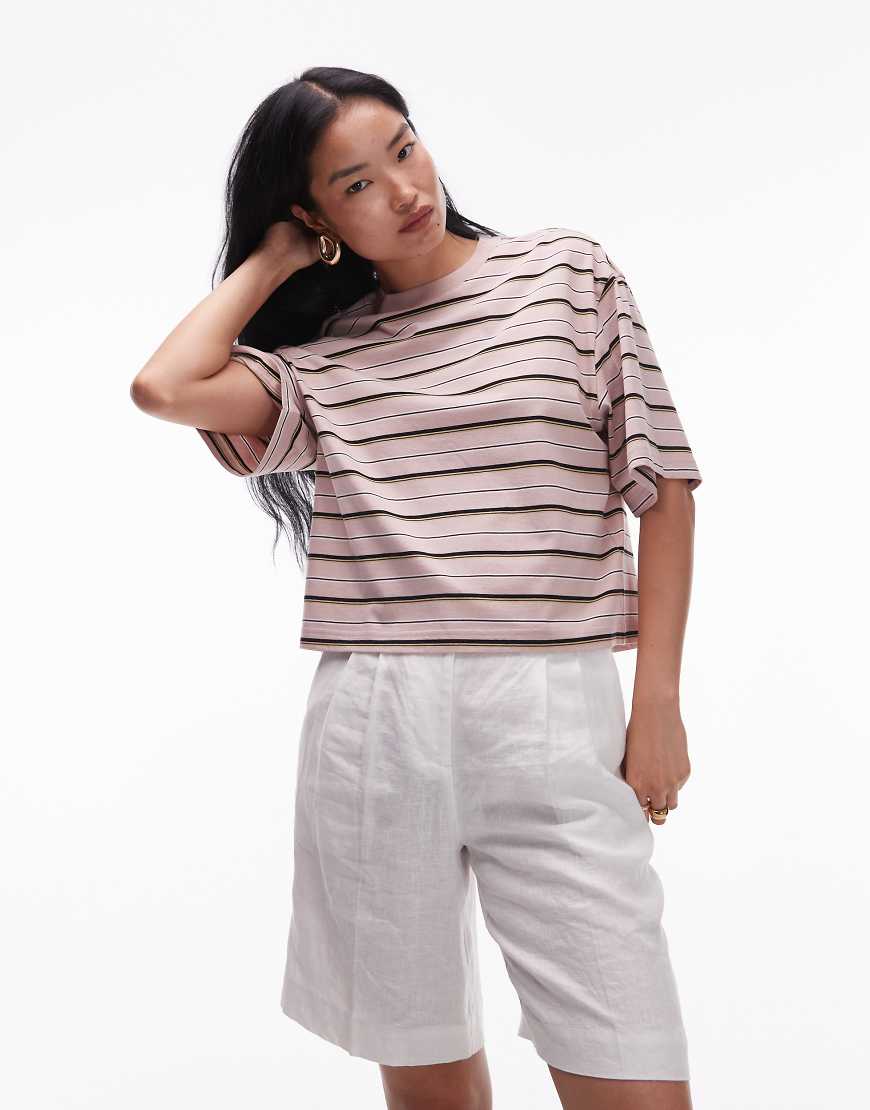 & Other Stories - Kastig geschnittenes Oversize-T-Shirt in Rosa und Braun gestreift-Bunt & Other Stories - Kastig geschnittenes Oversize-T-Shirt in Rosa und Braun gestreift-Bunt von Other Stories
