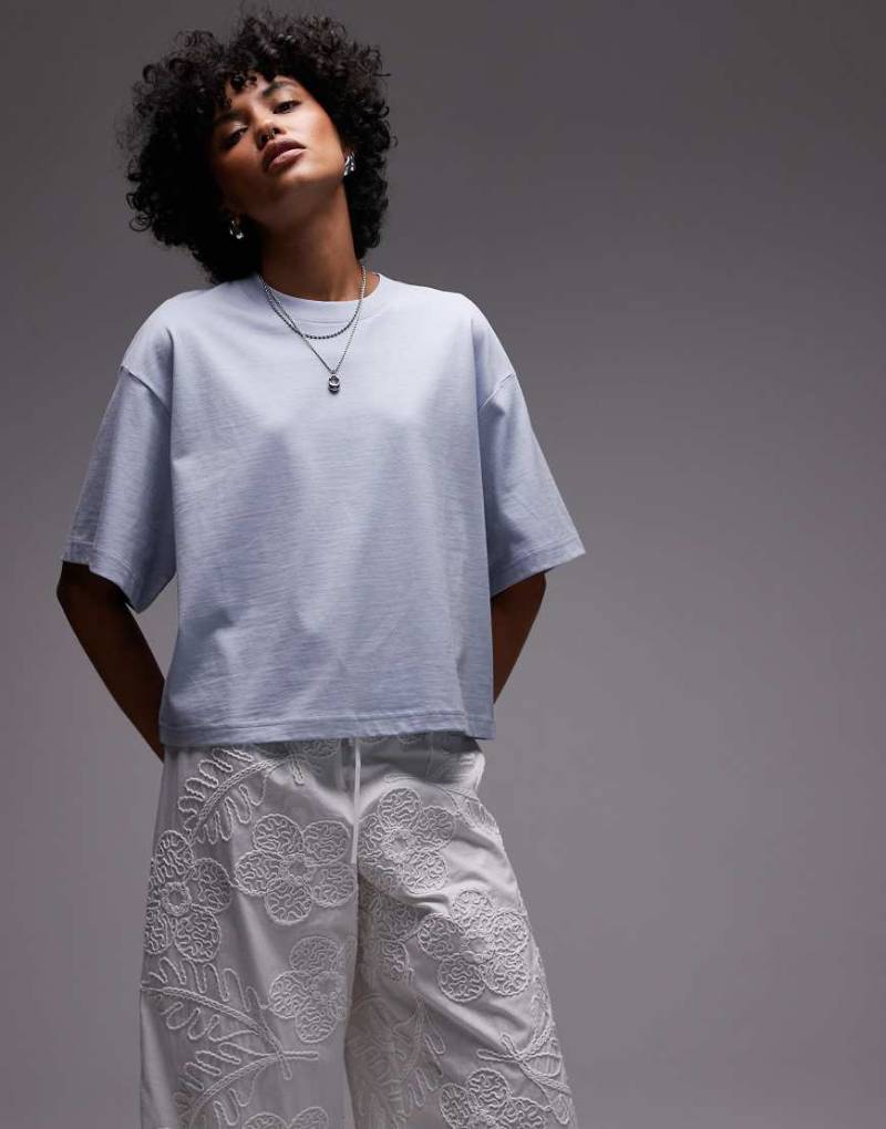 & Other Stories - Kastiges Oversize-T-Shirt in Blau von Other Stories