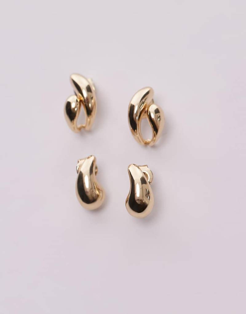 & Other Stories - Kleine goldfarbene Creolen mit asymmetrischem Design von Other Stories