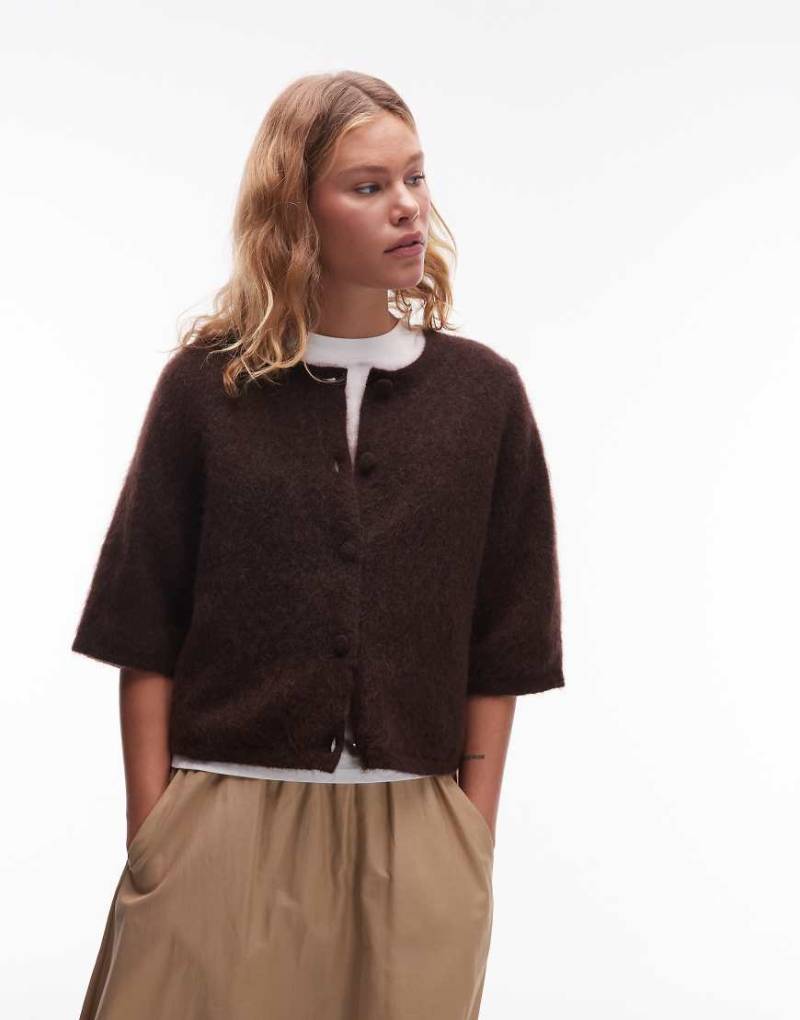 & Other Stories - Kurzärmlige Strickjacke aus Mohairmix in Braun von Other Stories