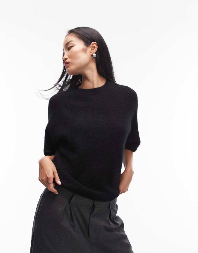 & Other Stories - Kurzärmliger Strickpullover aus Alpakawolle in Schwarz, exklusiv bei ASOS von Other Stories