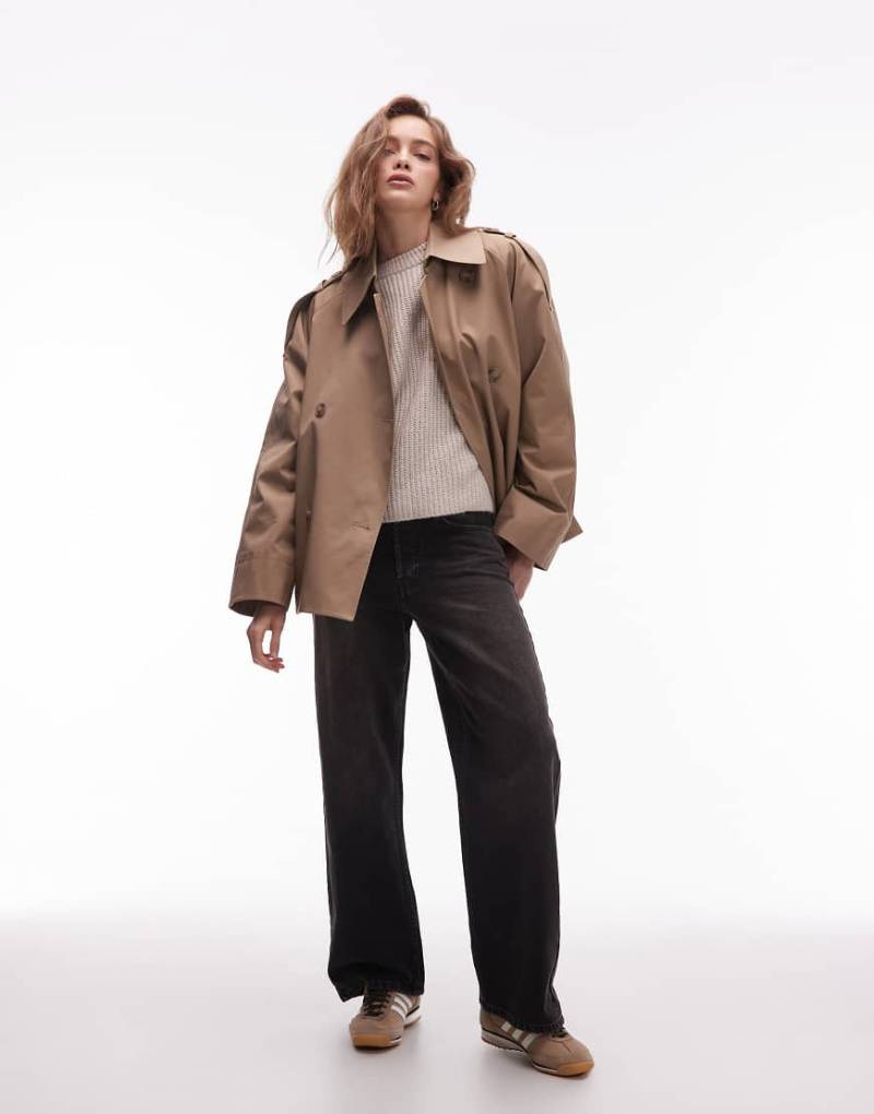 & Other Stories - Kurzer Trenchcoat in Beige mit auffälliger Schulterpartie-Neutral von Other Stories