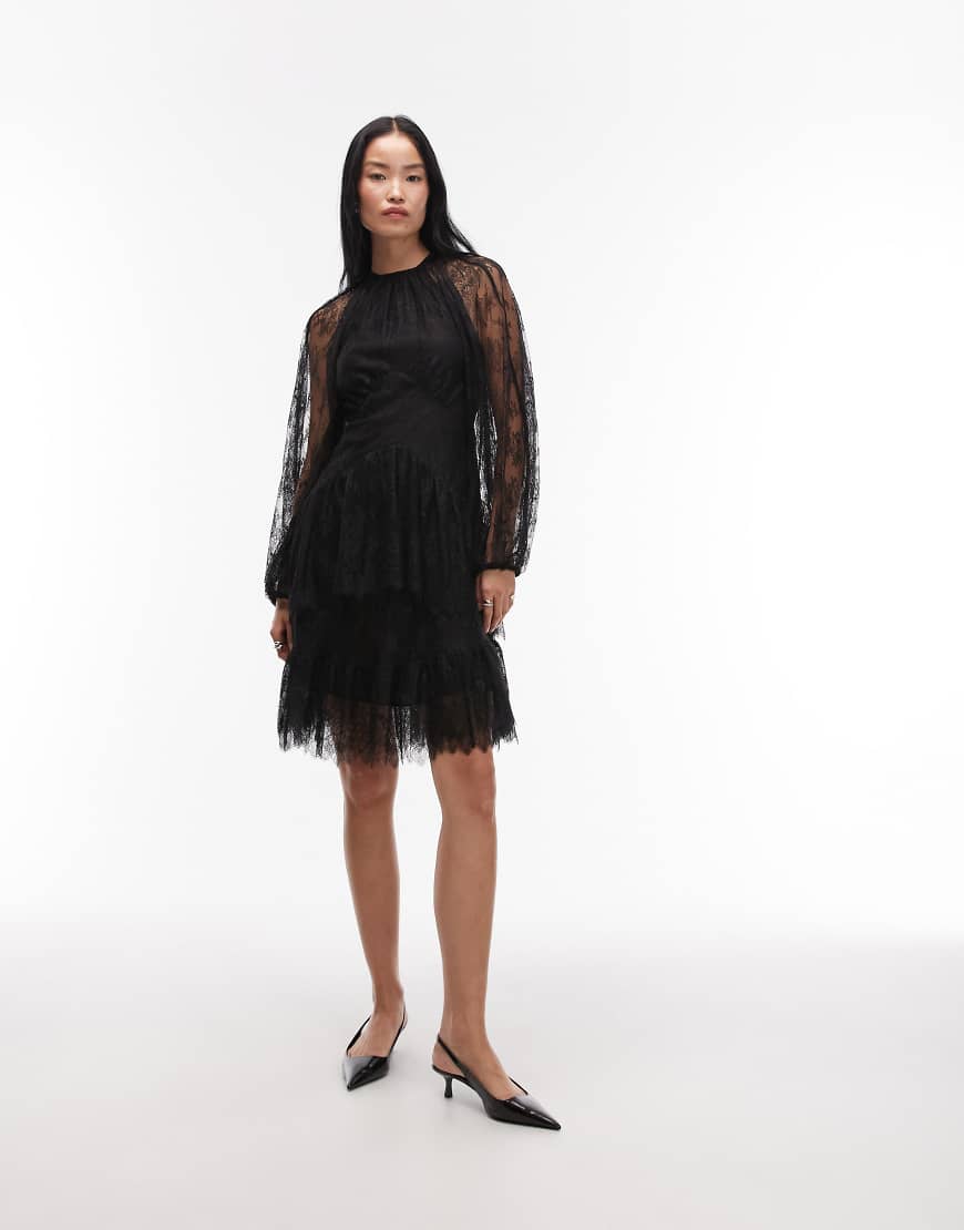 & Other Stories - Langärmliges Minikleid aus Spitze in Schwarz von Other Stories