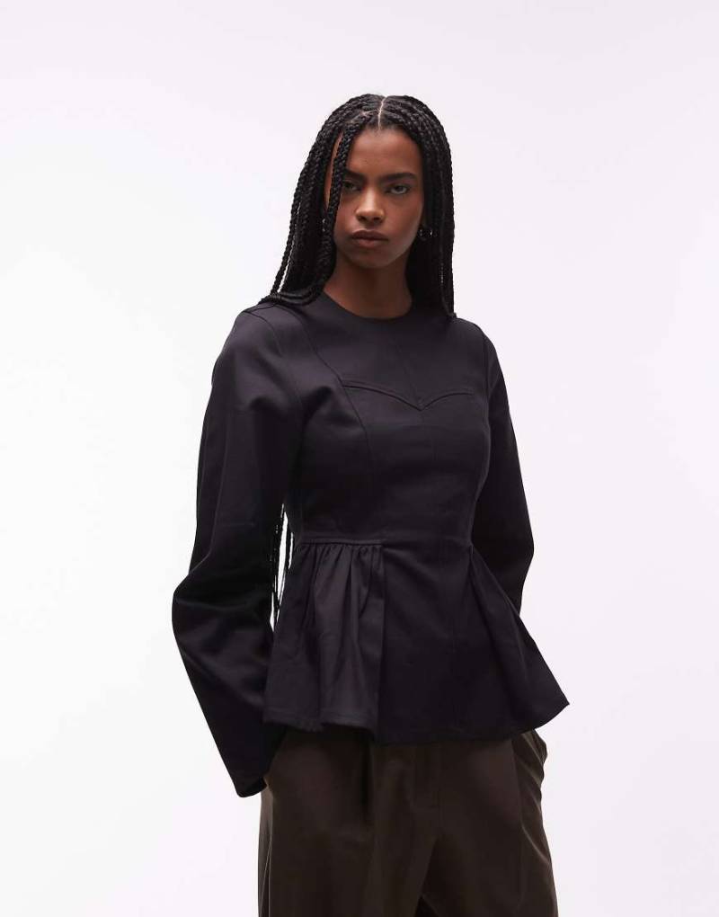 & Other Stories - Langärmliges Schößchenoberteil in Schwarz von Other Stories