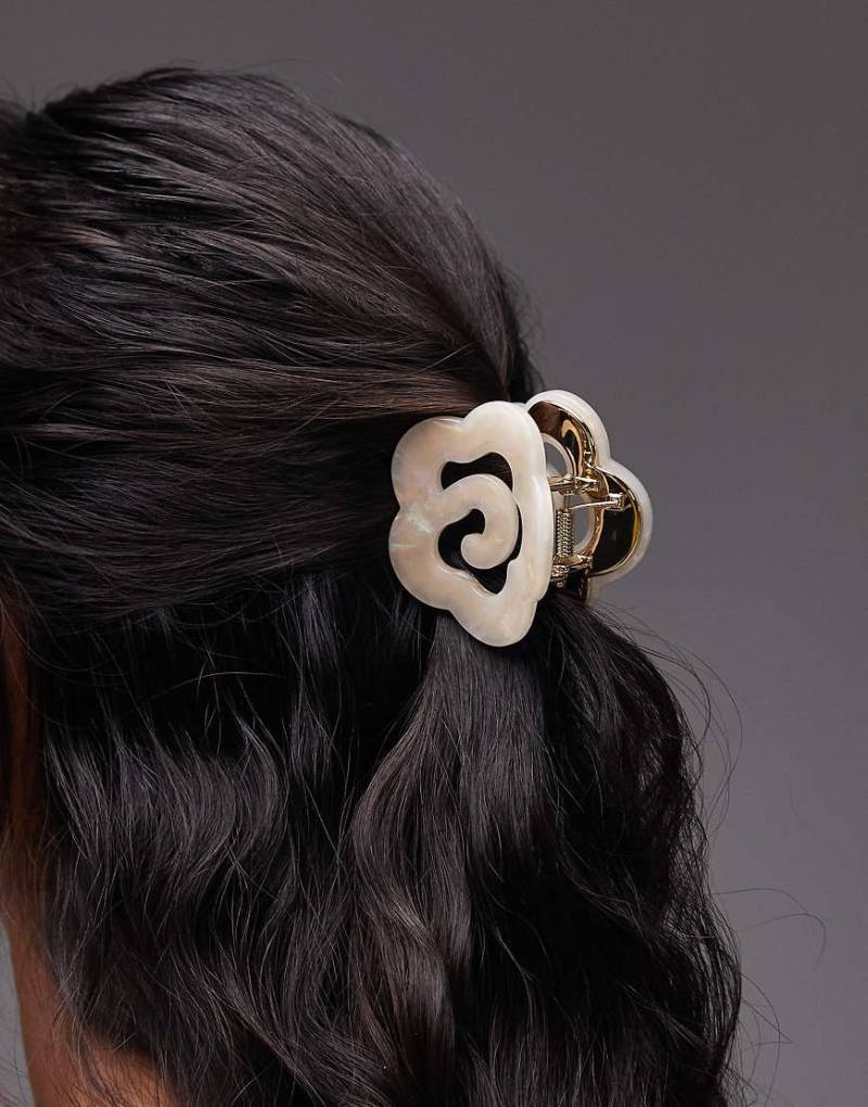 & Other Stories - Marmorierte Haarklammer in Weiß mit Blumen-Wirbeldesign von Other Stories