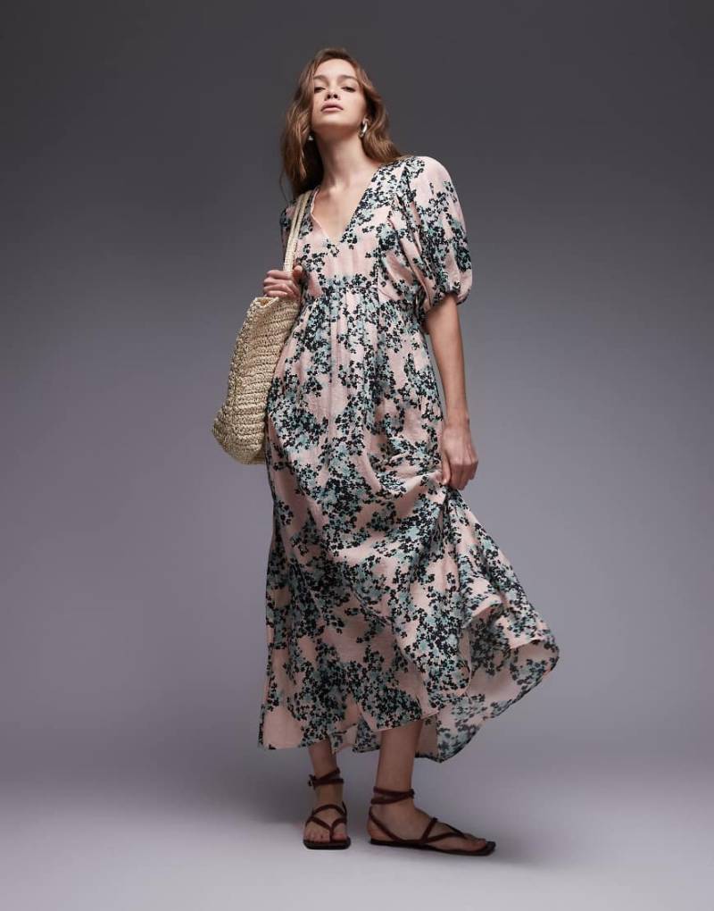 & Other Stories - Maxikleid mit voluminösen Ärmeln und Blumenmuster-Bunt von Other Stories