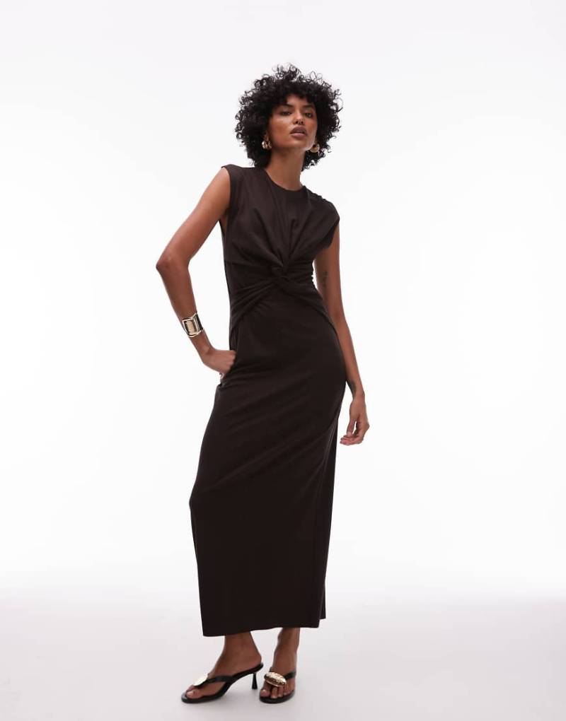 & Other Stories - Midaxi-Kleid aus Jersey in Braun mit verdrehter Vorderseite von Other Stories