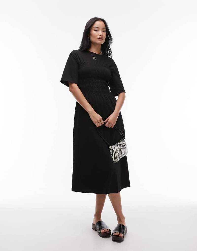 & Other Stories - Midaxi-Kleid aus Jersey in Schwarz mit gerafftem Korsettdetail von Other Stories