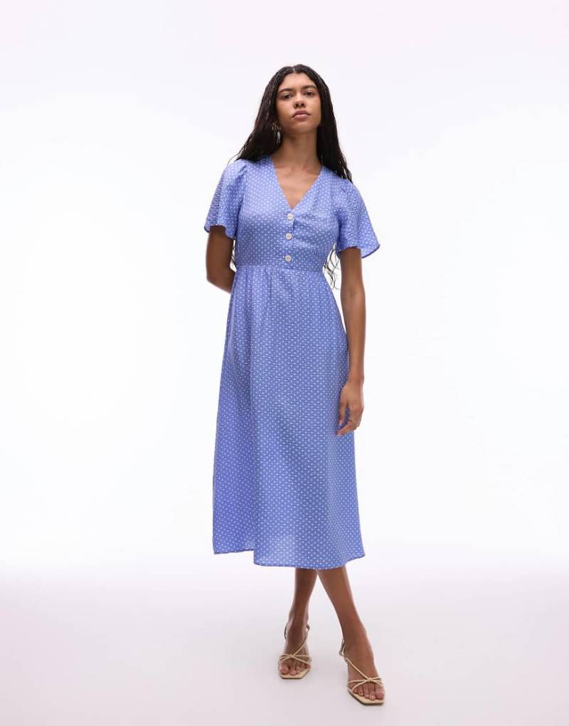 & Other Stories - Midaxi-Kleid in Blau mit weißen Punkten und Flatterärmeln-Bunt von Other Stories