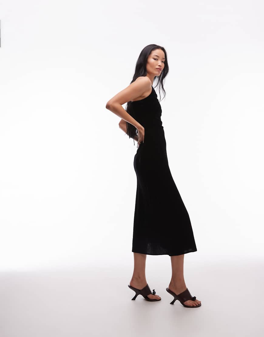 & Other Stories - Midi-Trägerkleid aus Samt und Chiffon in Schwarz von Other Stories