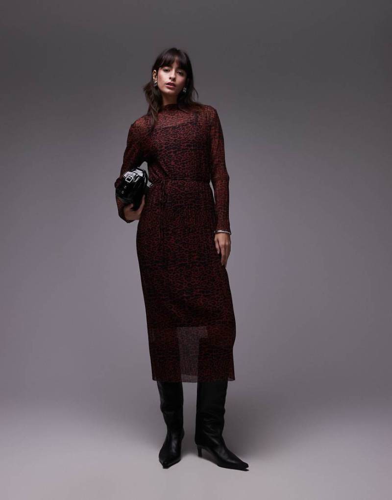 & Other Stories - Midikleid aus plissiertem Netzstoff mit Leopardenmuster-Bunt von Other Stories