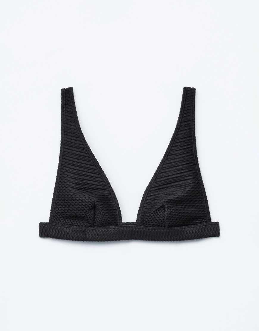 & Other Stories - Mix and Match - Strukturiertes Neckholder-Bikinioberteil in Schwarz von Other Stories