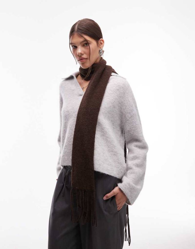 & Other Stories - Schal mit Fransen aus hochwertiger Wolle in Braun-Brown von Other Stories