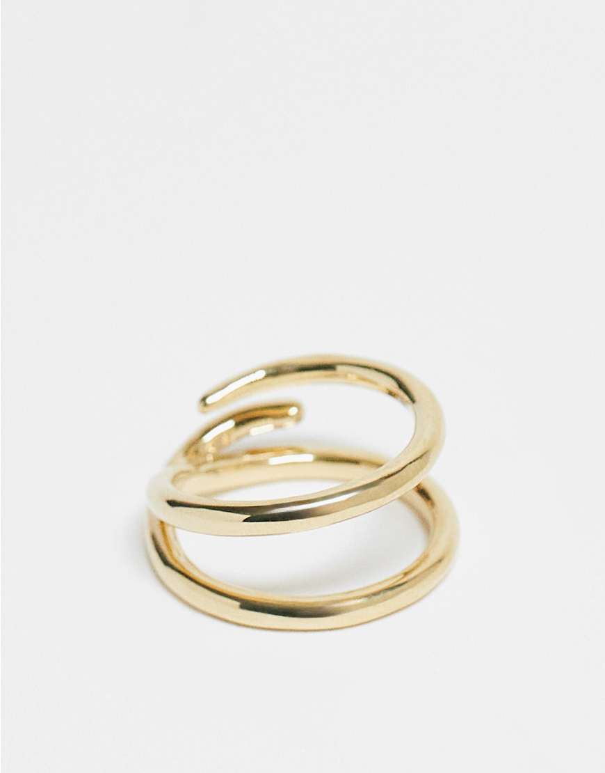 & Other Stories - Schmaler, asymmetrischer Ring in Goldoptik mit überkreuztem Design-Goldfarben von Other Stories