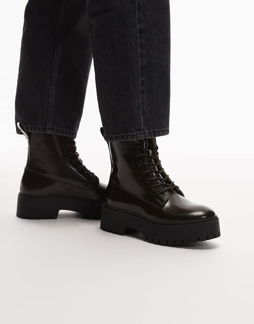 & Other Stories - Schnürstiefel aus Leder in Dunkelbraun mit dicker Sohle-Brown von Other Stories