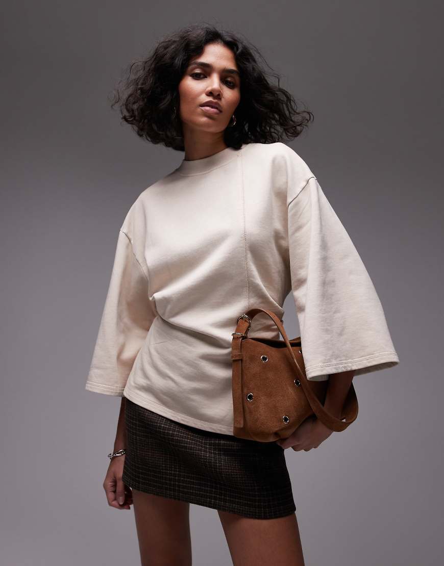 & Other Stories - Schweres T-Shirt in Beige mit Korsett-Taille-Neutral von Other Stories