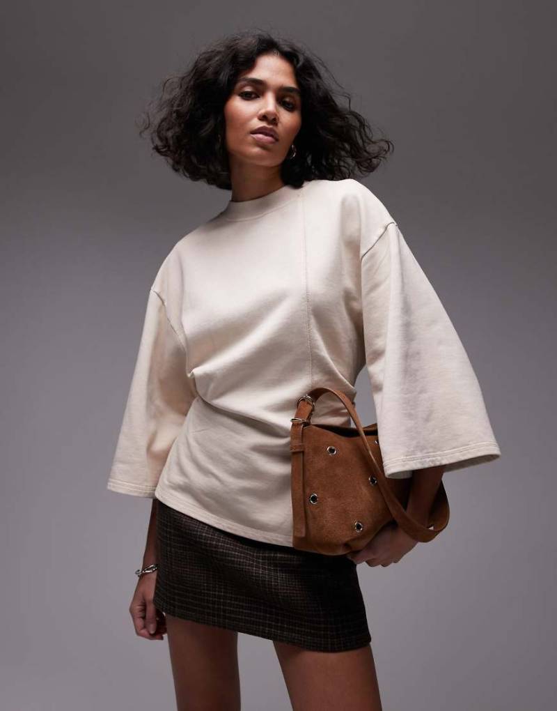 & Other Stories - Schweres T-Shirt in Beige mit Korsett-Taille-Neutral von Other Stories