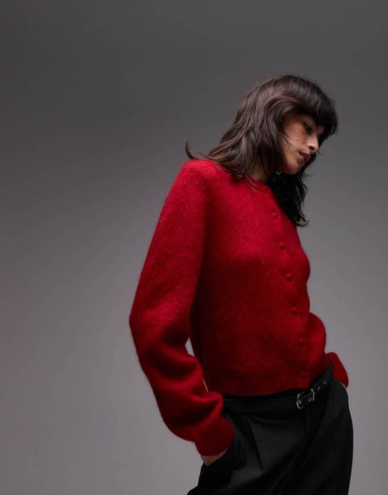 & Other Stories - Sehr weiche, flauschige Strickjacke aus Mohair- und Wollmischung in Rot von Other Stories